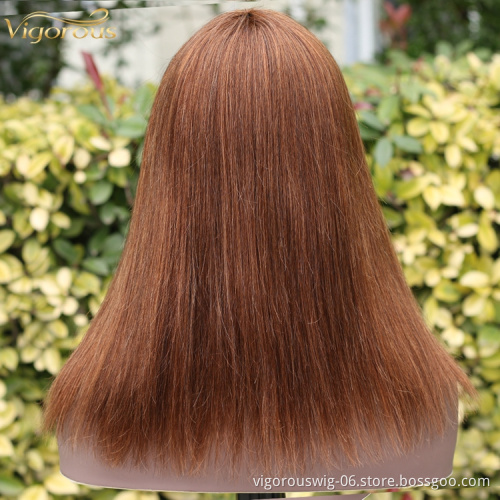 Silk base blonde straight bangs cheap wholesale glueless private label inch brazilian 100% raw human hair wig black women